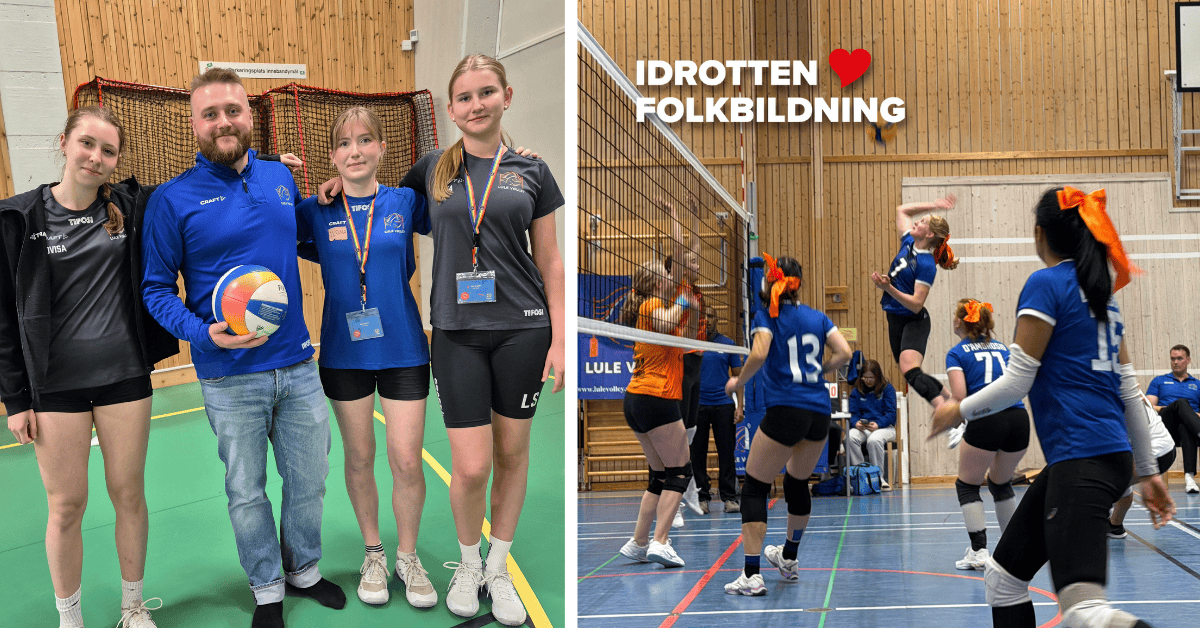 Medlemmar i Lule Volley och bild från volleybollmatch