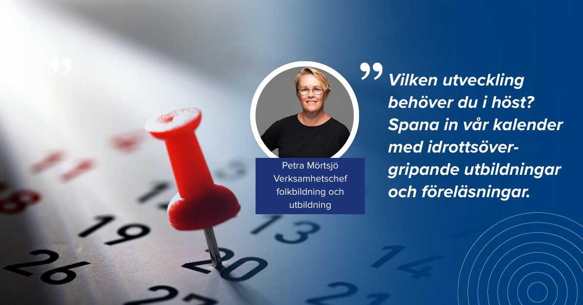 Collagebild med Petra Mörtsjö och text med ett kalenderblad som bakgrund